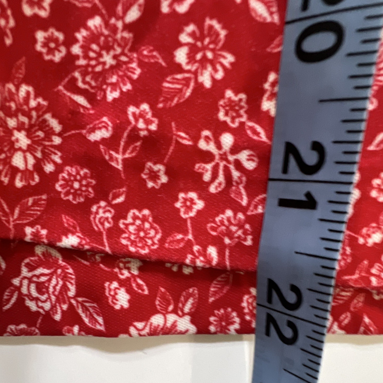 Women’s Red White Floral Button-Up Collared Long Sleeve Shirt Top homemade