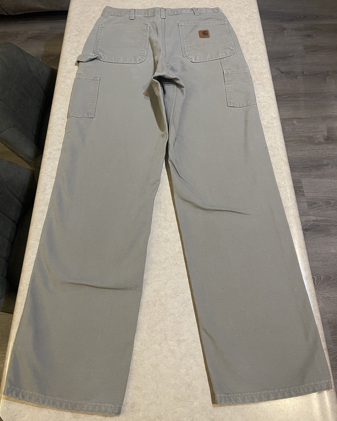 Carhartt Men’s Canvas Carpenter Jeans B11 DES Sz 33×36 Beige Gray Loose Regular