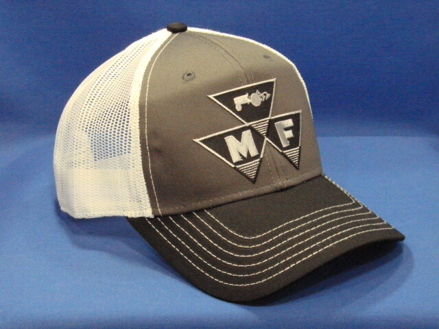 Massey Ferguson Tractor Hat – Black/Charcoal/White Twill & Mesh Tri Logo