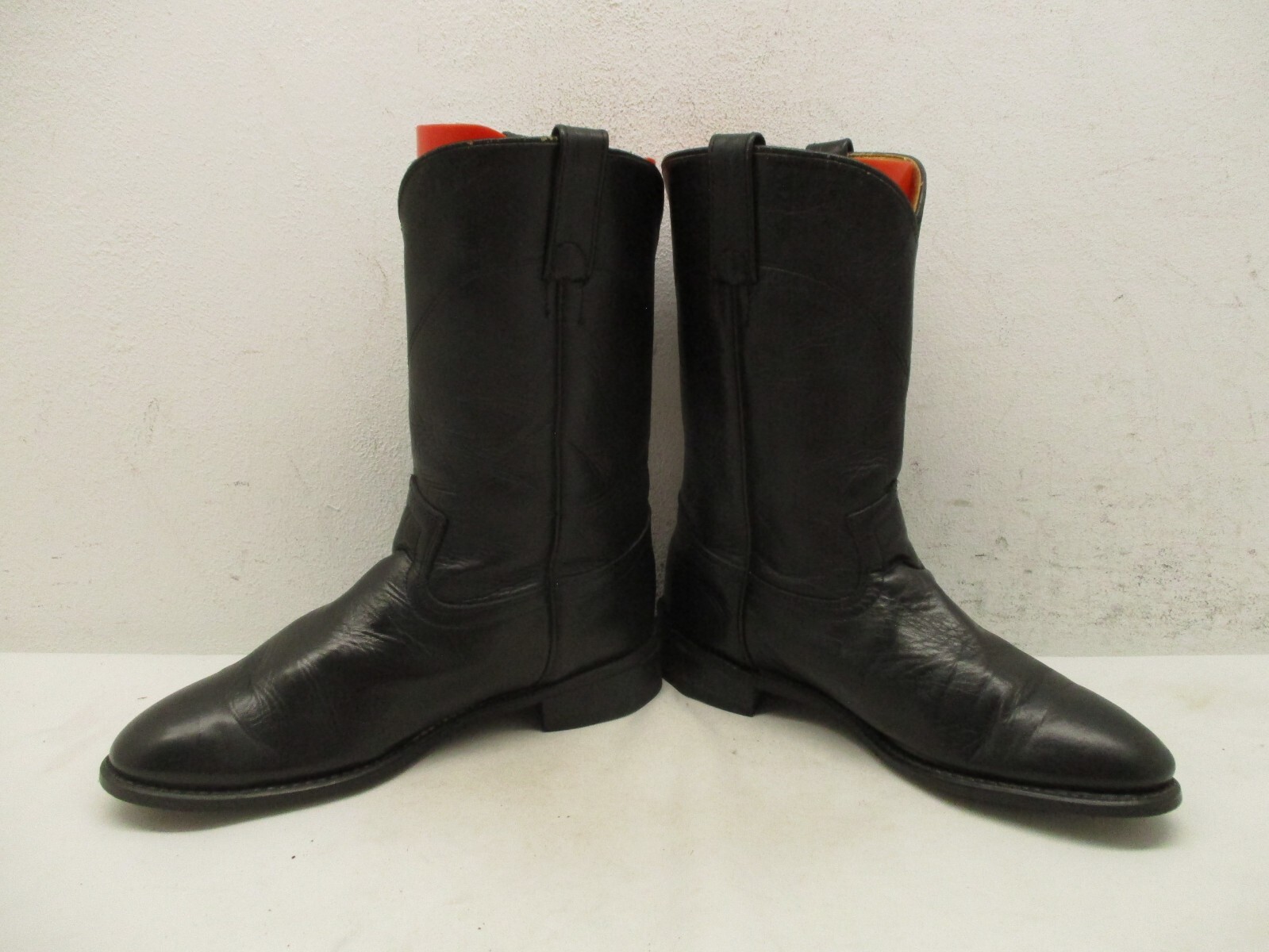 Acme Mens Black Leather Roper Style 15710 Cowboy Western Boots Size 7 D USA