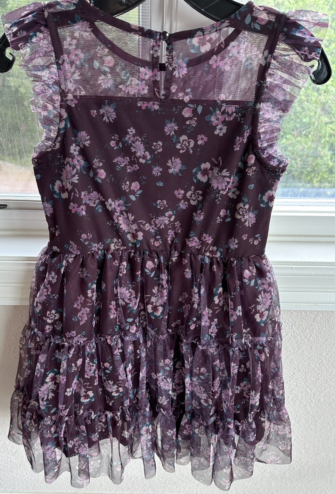 EUC Zenzi Floral Lined Tiered Dress Purple Wedding Flower Girl Large 10/12