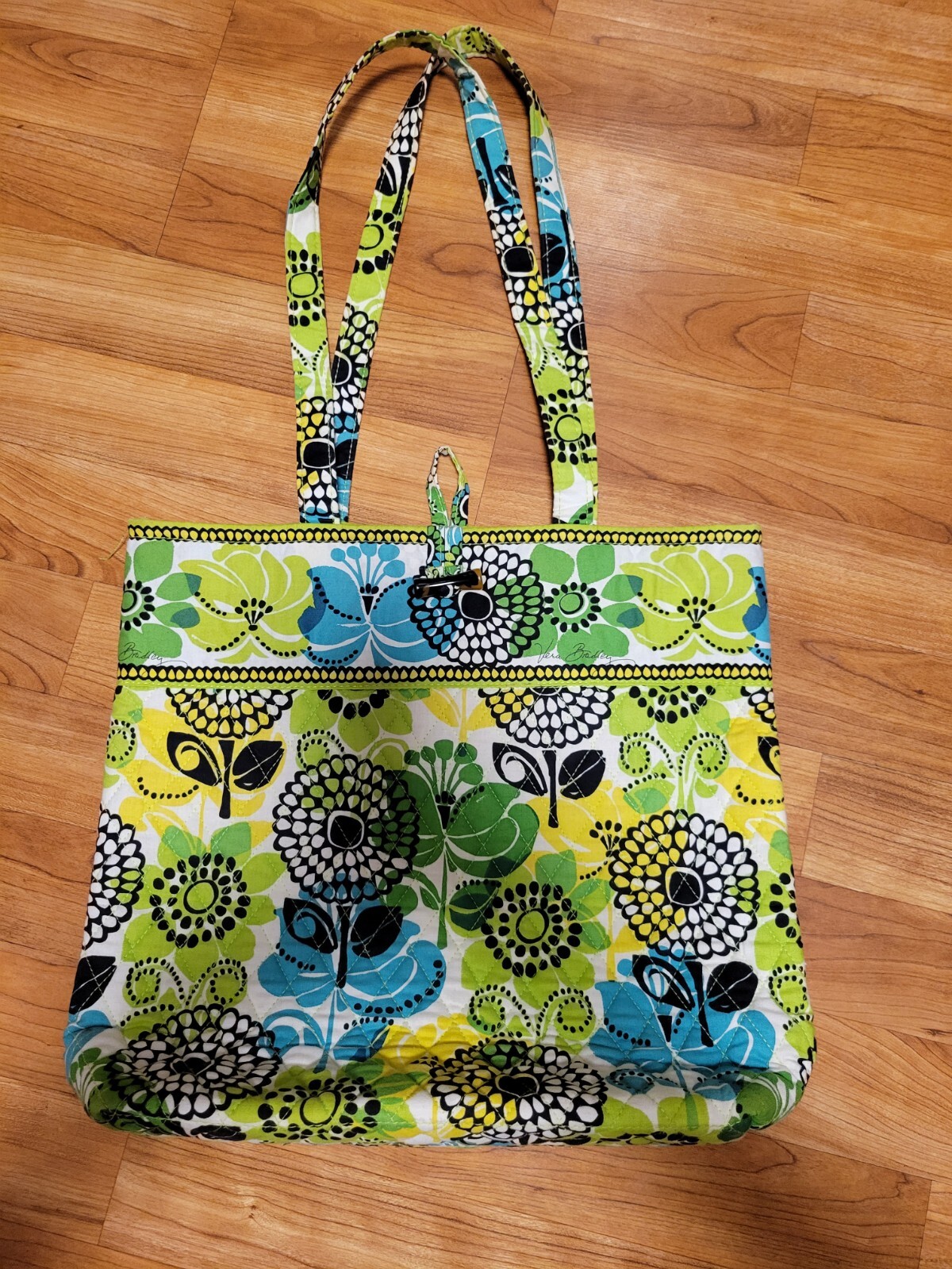 Vera Bradley Black, Yellow, Green, Blue Large Floral Tote Bag