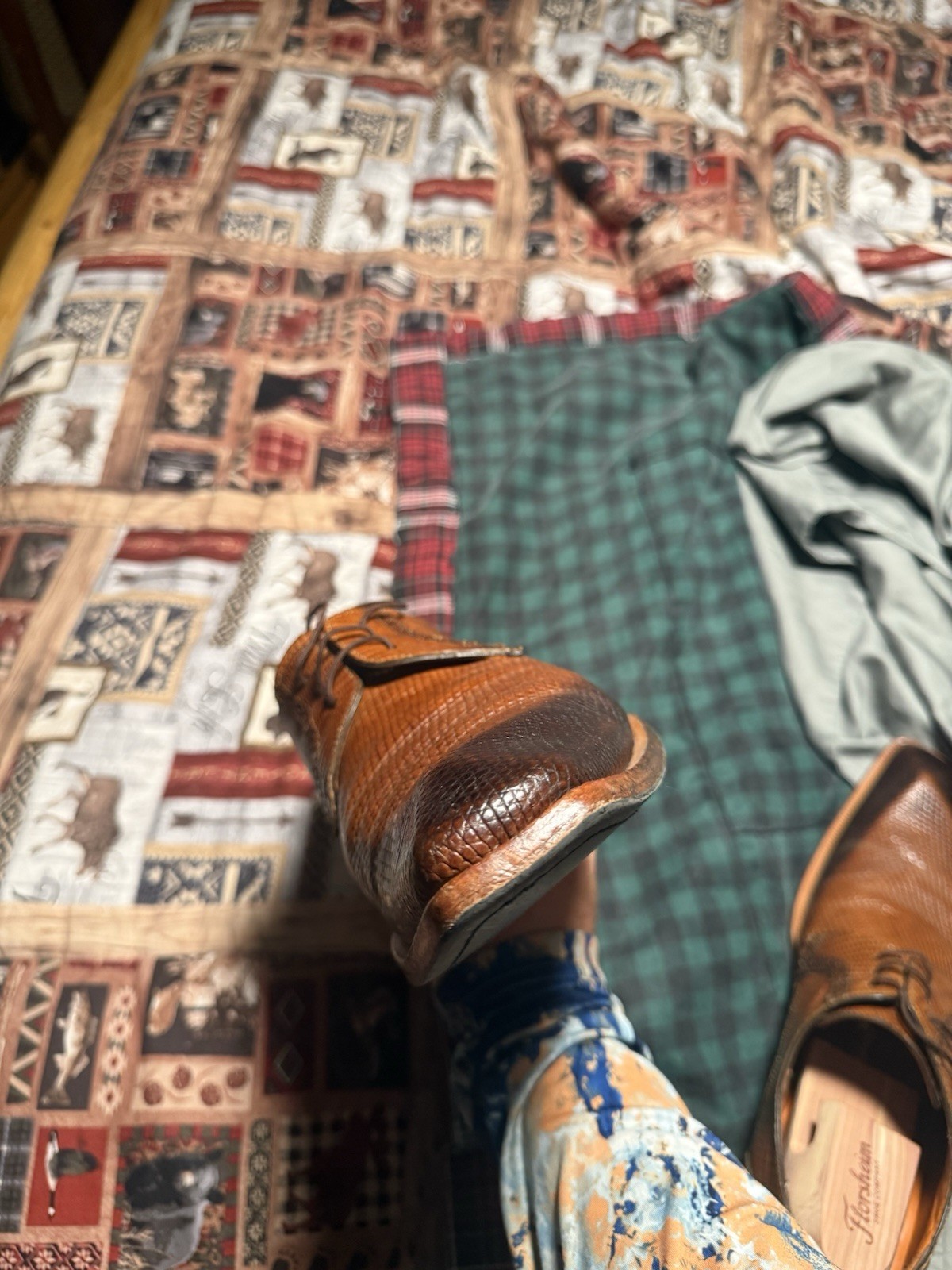 Mezlan Brown Lizard Leather Oxford Dress Shoes Cap Toe Lace-Up Men’s 11.5 M