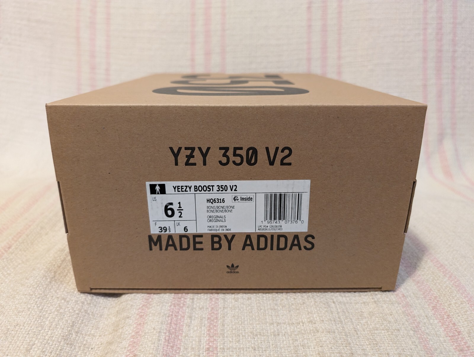 Adidas Yeezy Boost 350 V2 Bone Triple White HQ6316 Shoe Size 6.5