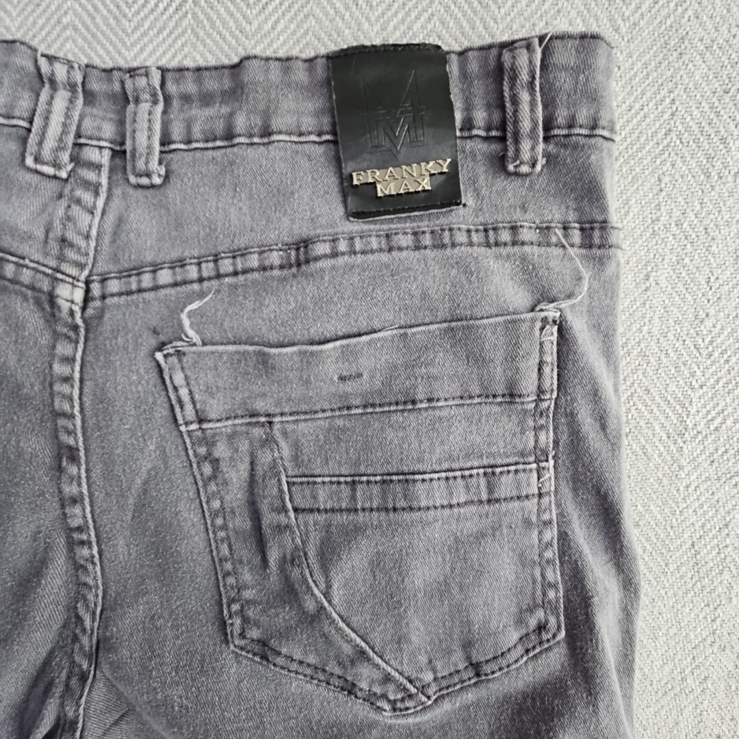 Franky Max Jeans Men’s W36 L30 Tapered Gray Wash Moto Biker Reinforcement Denim