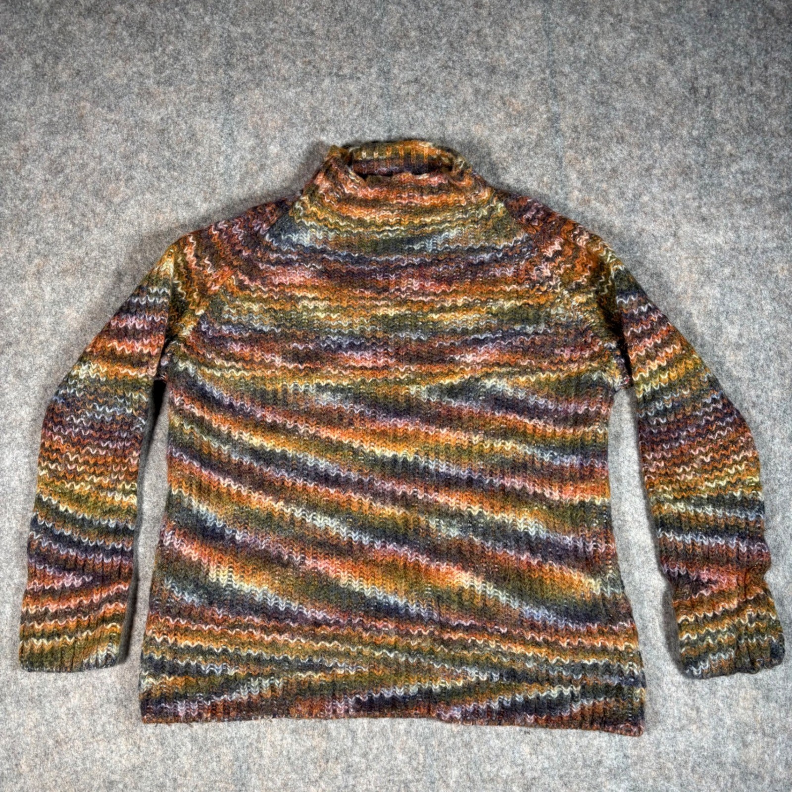 Jones New York Sport Space Dye Wool Blend Mock Neck Sweater Womens L Colorful