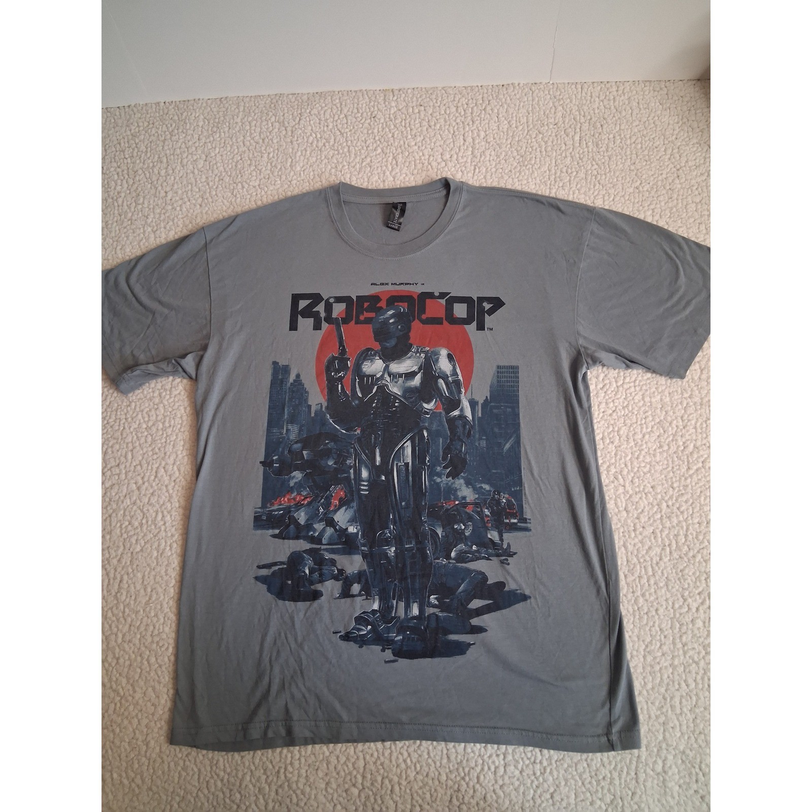 Robocop Alex Murphy Loot CratebGrey Graphic T-Shirt Mens Large Sci-Fi Movie Tee