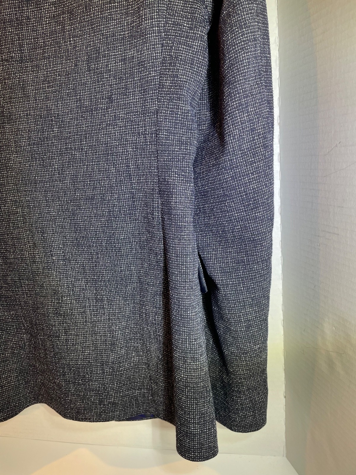 Moss London 40 Men Gray Chevron Slim Fit Tweed Wool-Blend Single-Breasted Blazer