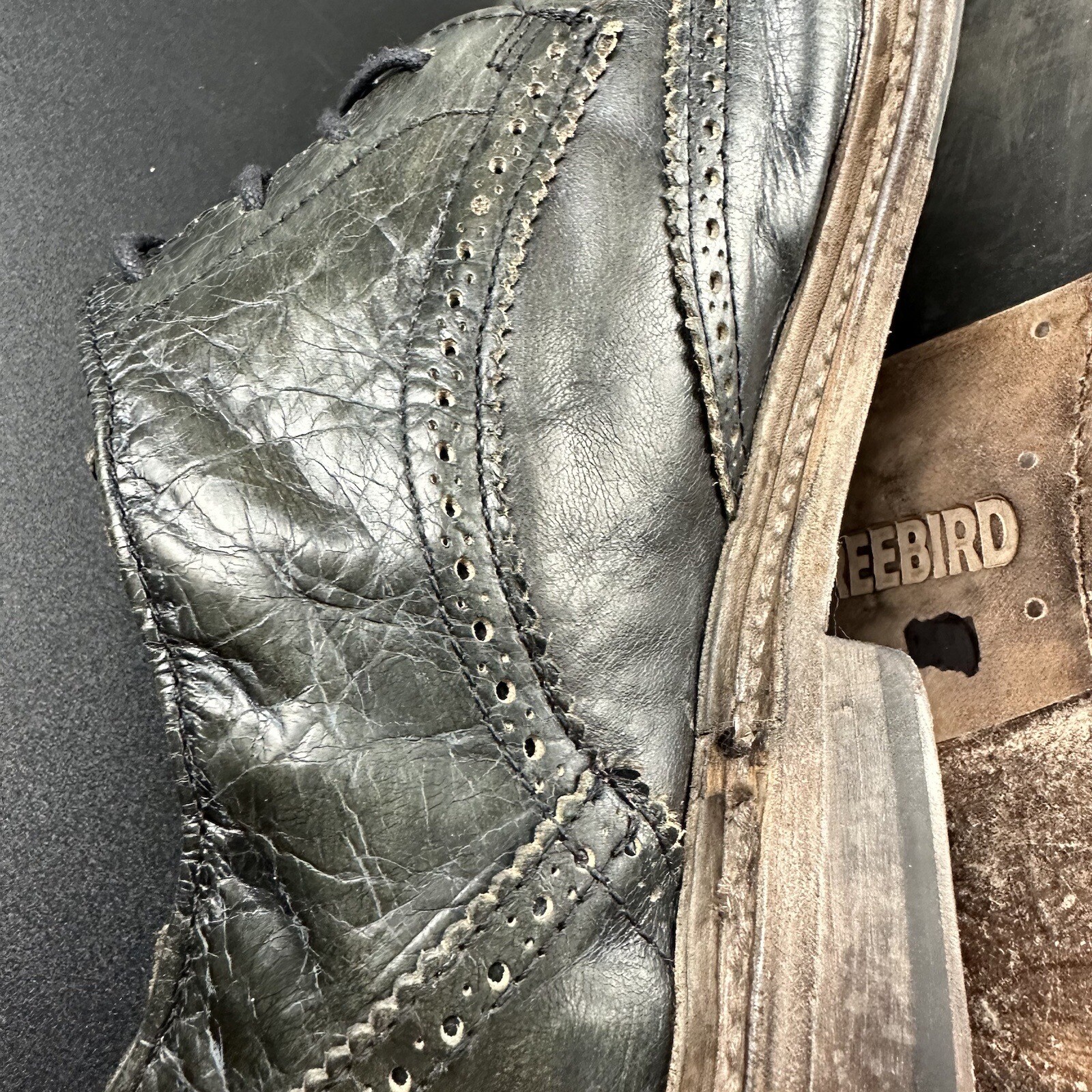 Freebird Kensington Oxford Wingtip Shoes Mens 12 Two Tone Distressed Leather*