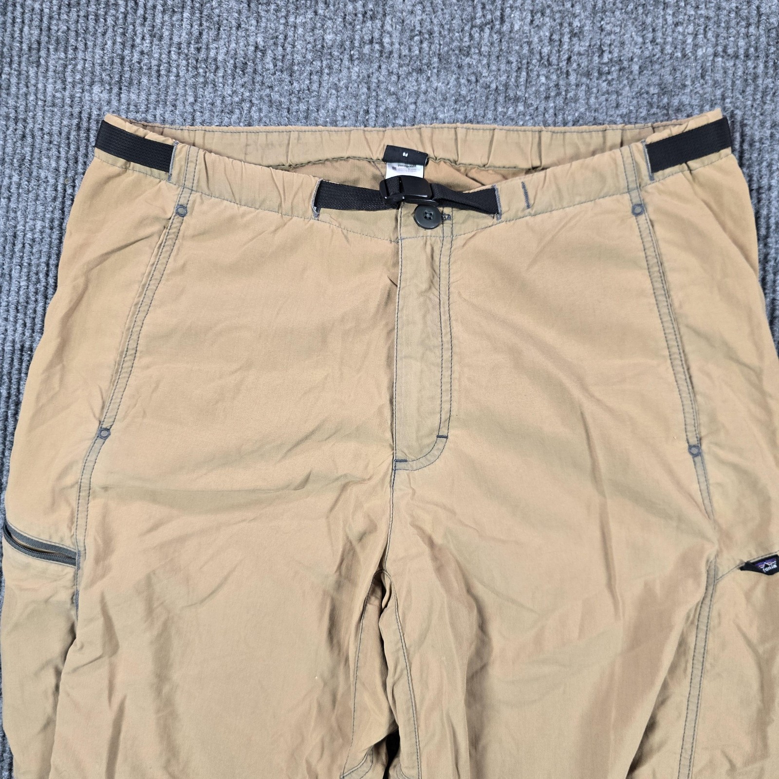 Vintage Patagonia Pants Mens 34×30 Beige Nylon Travel Hiking Khakis Web Belt