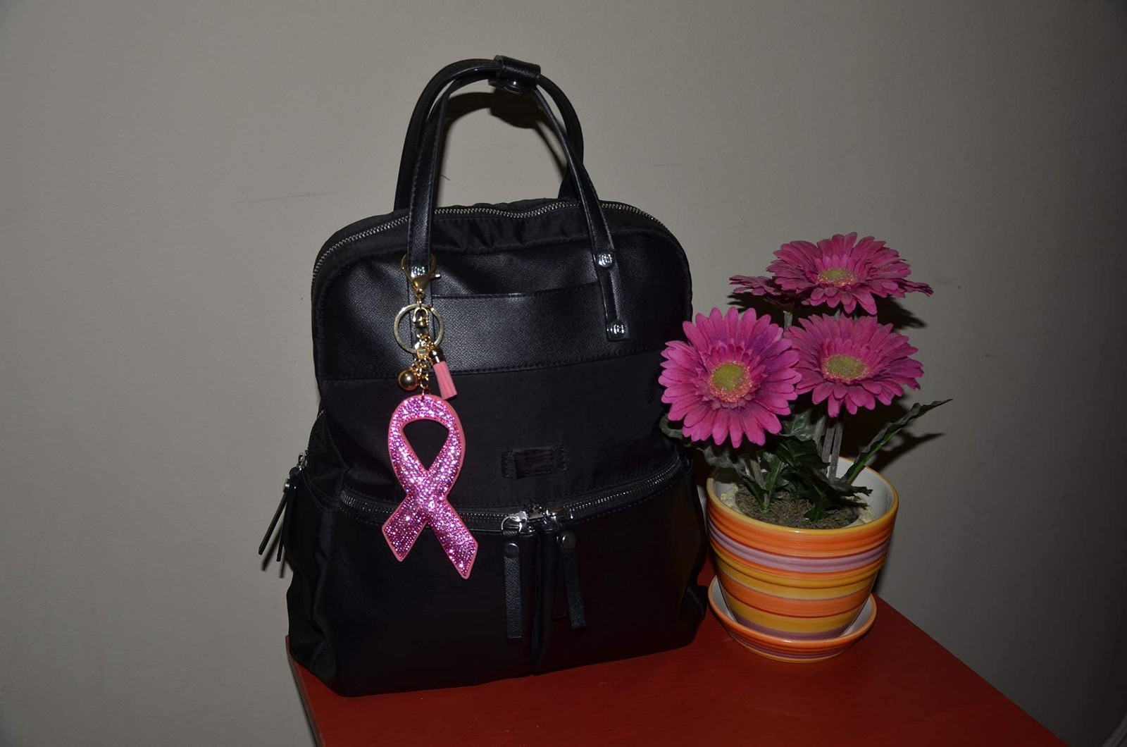Popfizzy Pink Ribbon Breast Cancer Awareness Keychain for Women and Girls,…