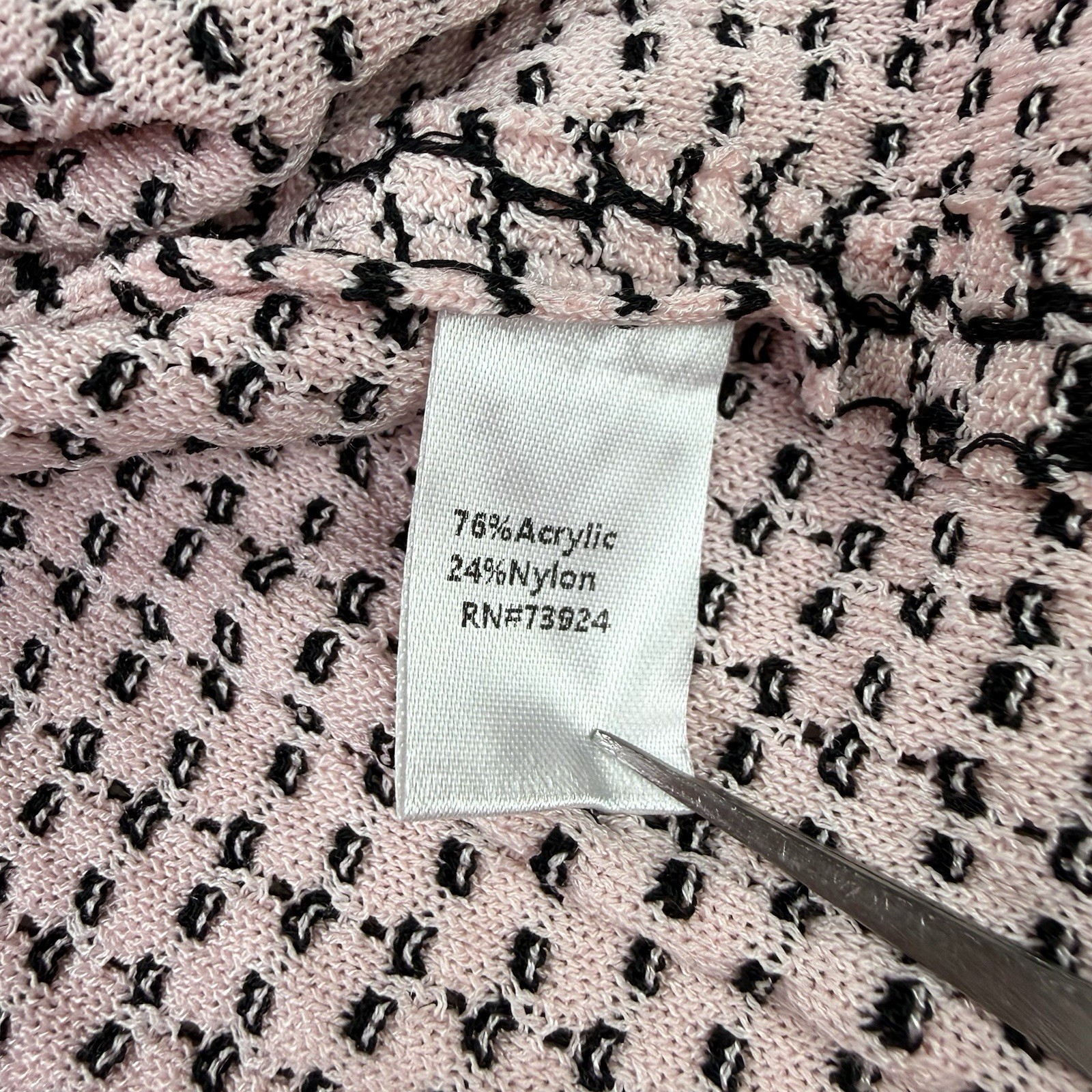 NWT Ming Wang Pale Pink & Black Knit Cardigan Sweater Jacket Top Heritage Fit M