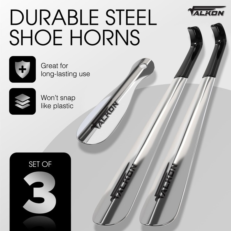 Shoe Horn Long Handle Set Of 3 Two 16.5″ and One 7.5″ Long FALKON