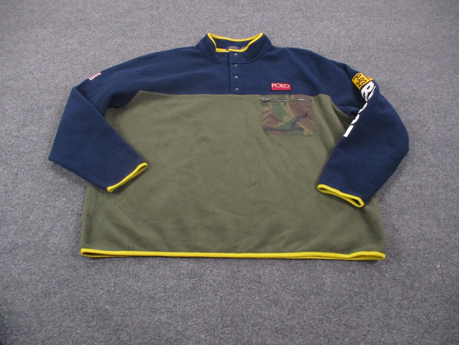 Polo Ralph Lauren Jacket Men 3XB Flag Fleece Camo Pony Logo Pullover RLPC67