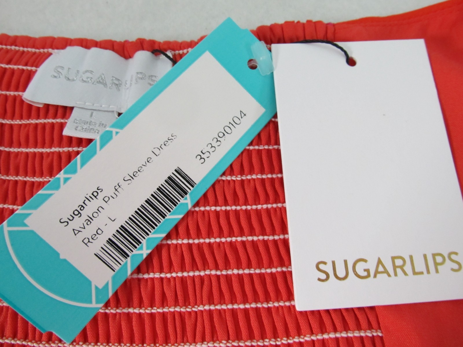 Sugarlips Avalon Puff Sleeve Dress Size Large Red/Fushia Cottage Core