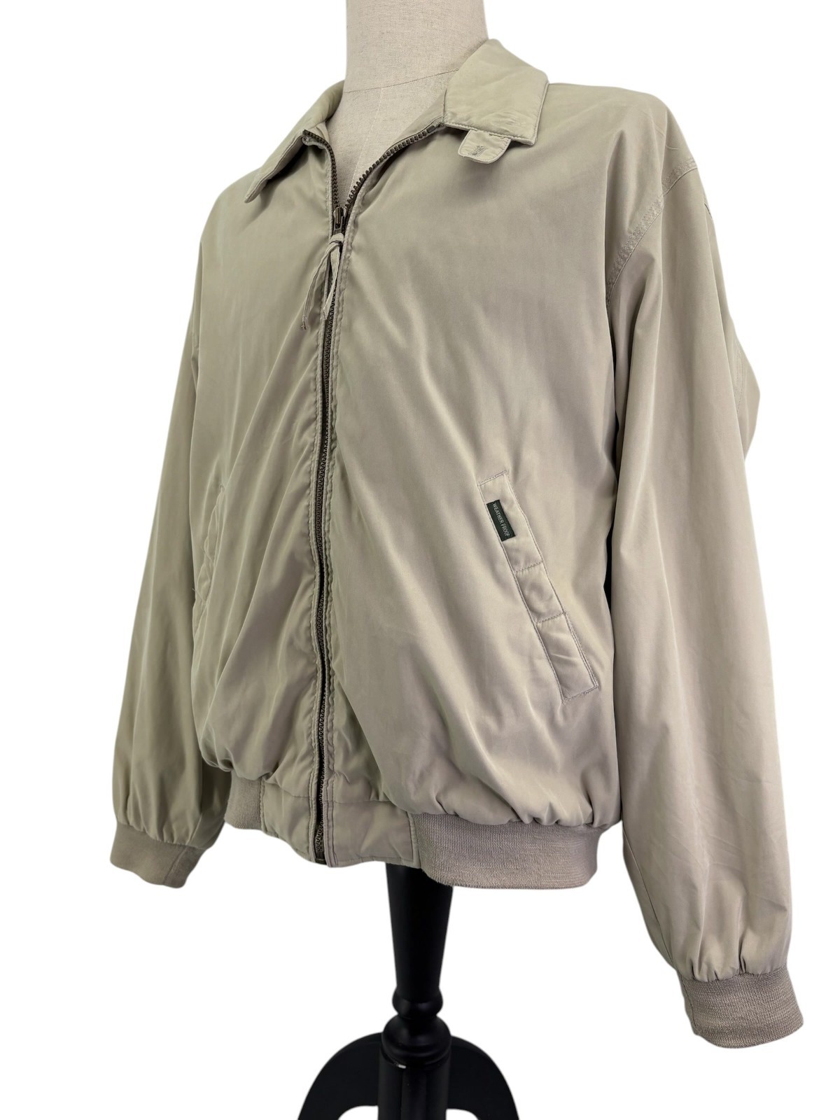 Weatherproof Mens Large Beige Full Zip Lined Golf Jacket Casual Outdoor Coat
