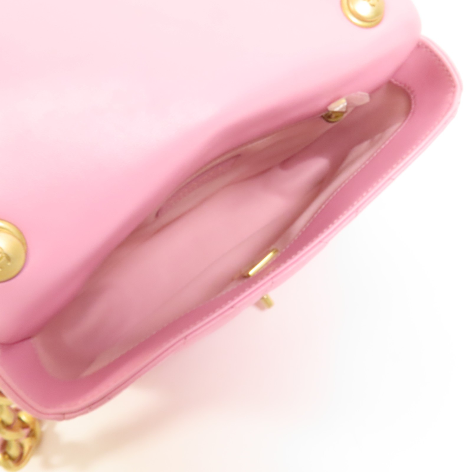 CHANEL CC GHW Chain Shoulder Bag Lambskin Leather Pink