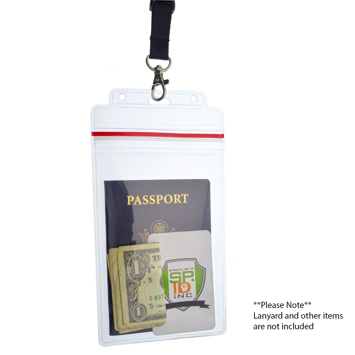 5 pcs – Extra Large 4X6 Badge & Passport ID Holder – Waterproof w Resealable Zip