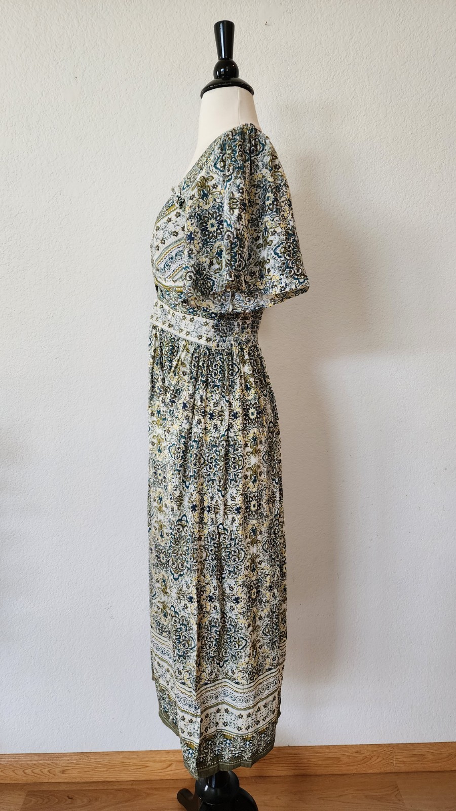 New Anthro Midi Dress Size Small Green Garden Coquette Cottage Boho Peasant
