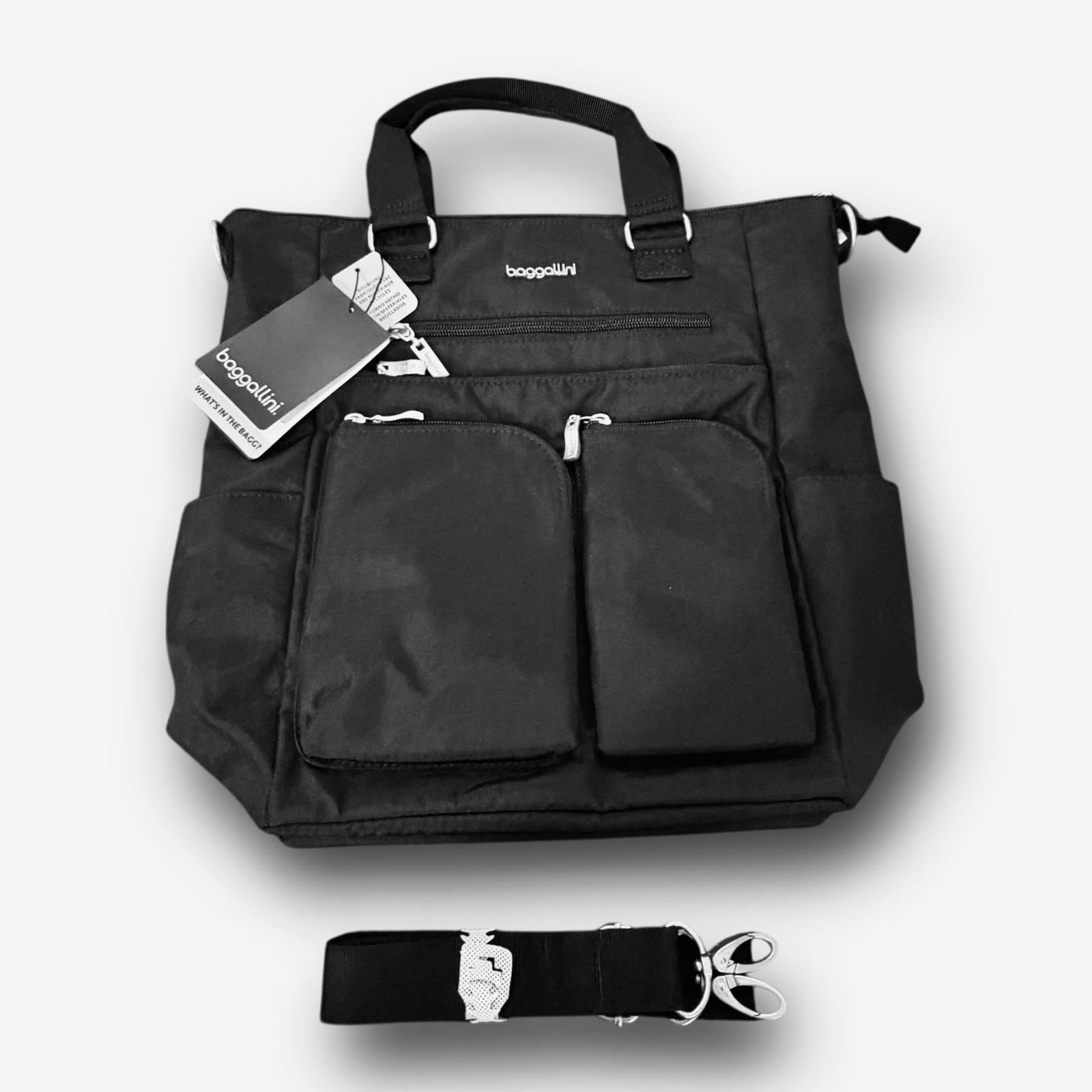 BAGGALLINI All Set 3 in 1 Tote Backpack Sling Bag RFID Black