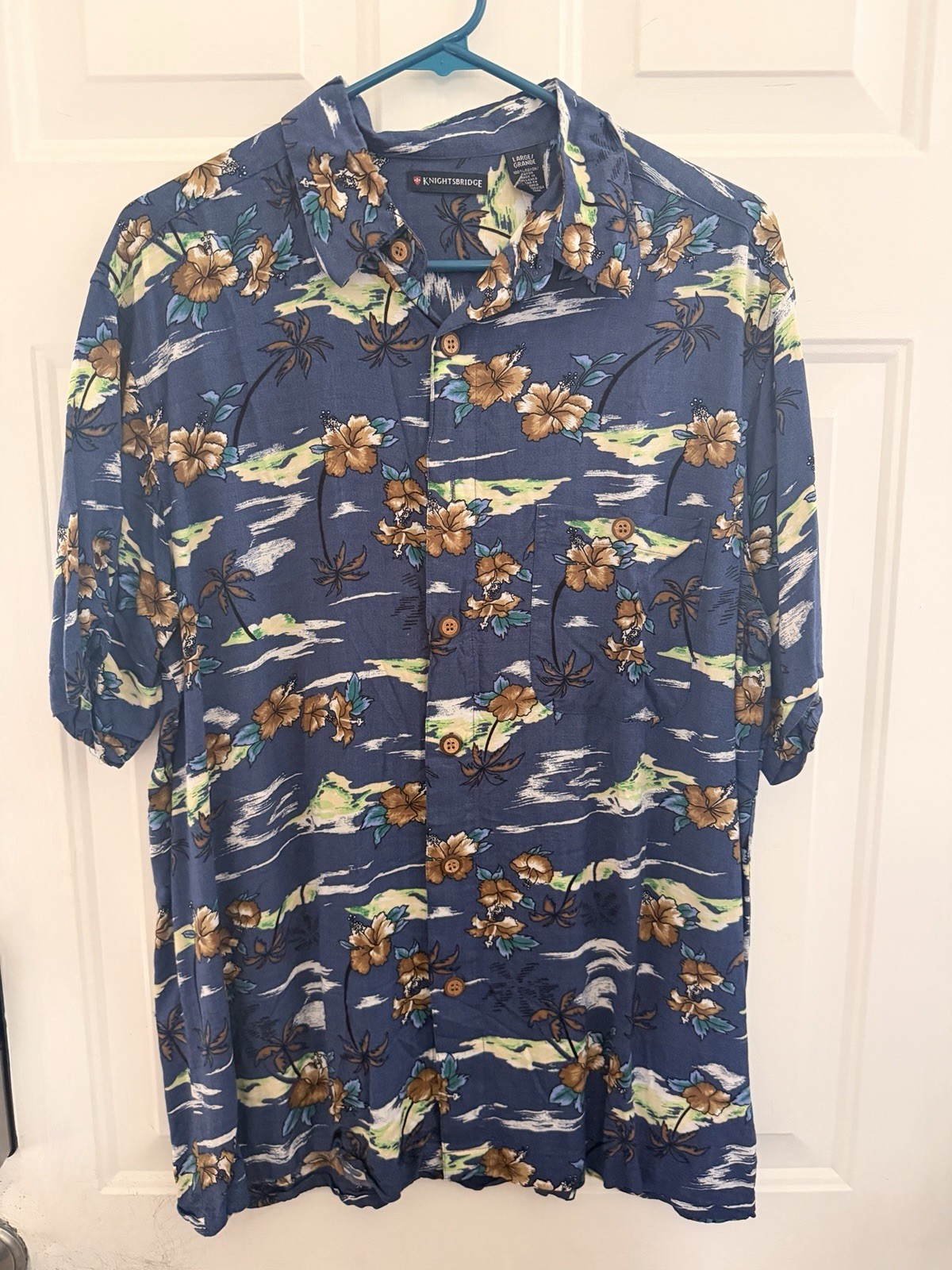 Knightsbridge Men’s Hawaiian Short Sleeve Button-Up Shirt. Size Large
