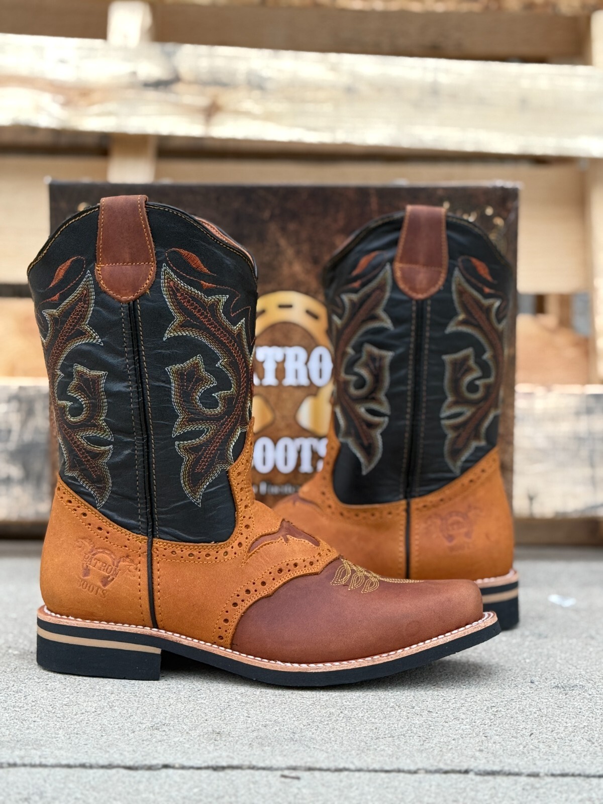 MEN’S WESTERN WORK BOOTS FULL GRAIN LEATHER COWBOY GEAR RANCH SQUARE TOE BOTAS