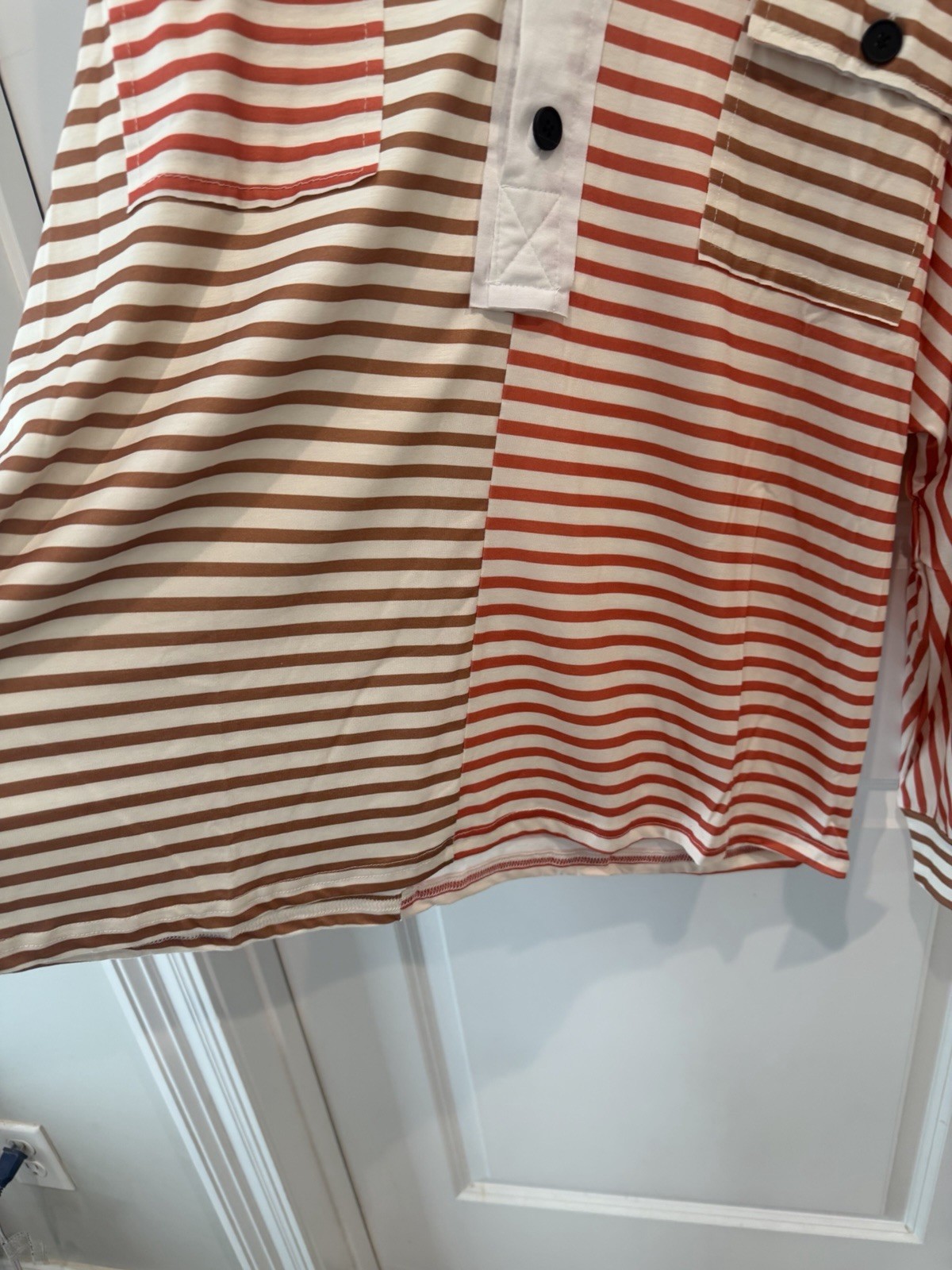Striped Shirt With Pockets On The Chest Size Large Oversized