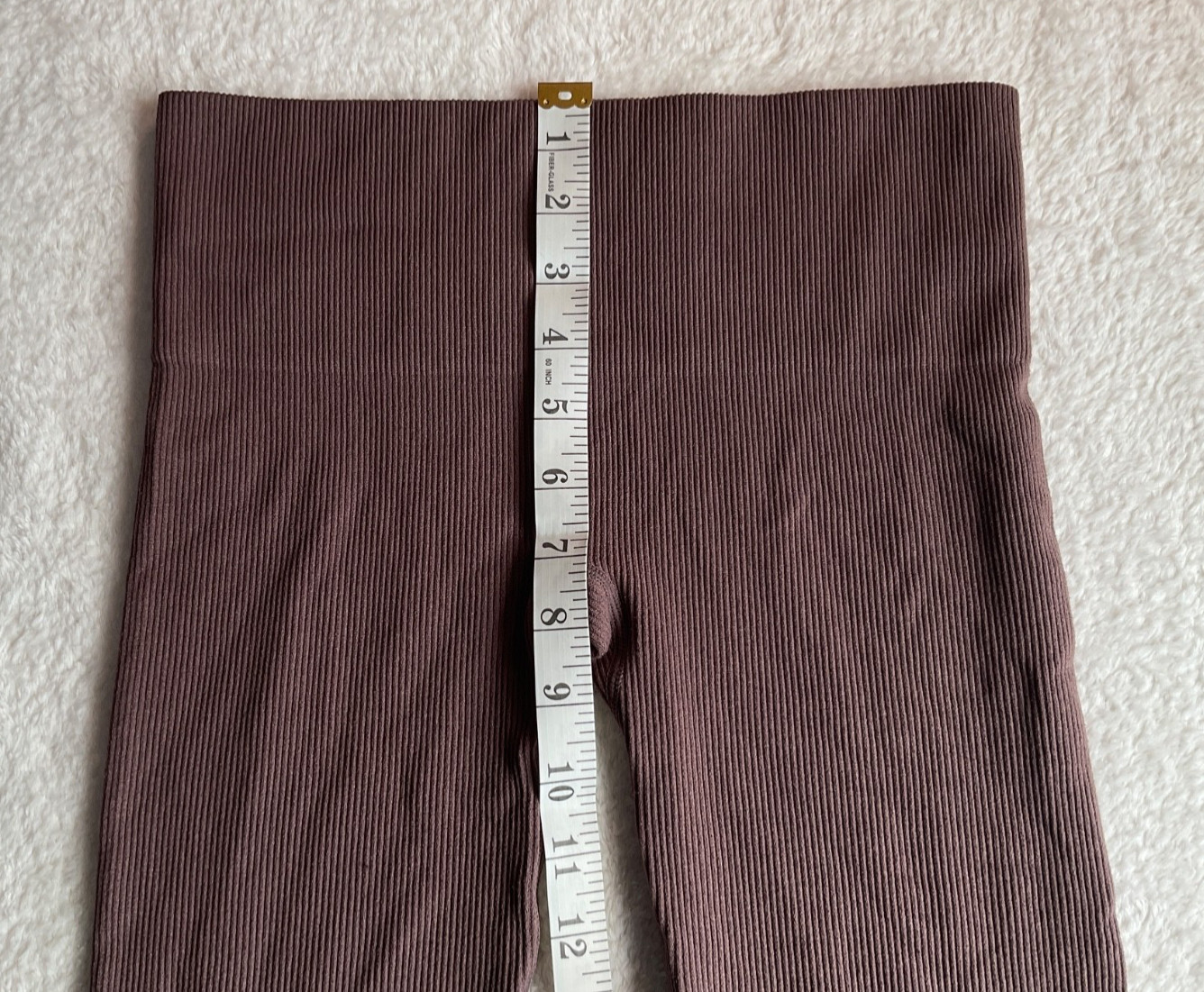 Lemon Ladies Ribbed Seamless Leggings Super Soft High Waisted- BROWN – Small