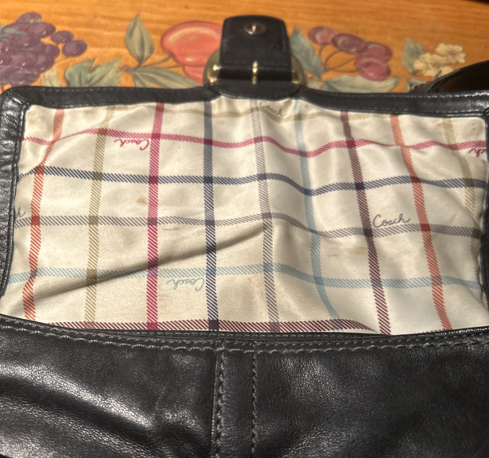 Vintage Coach Bleeker Legacy Tattersfall Flap Shoulder Bag Black 12405