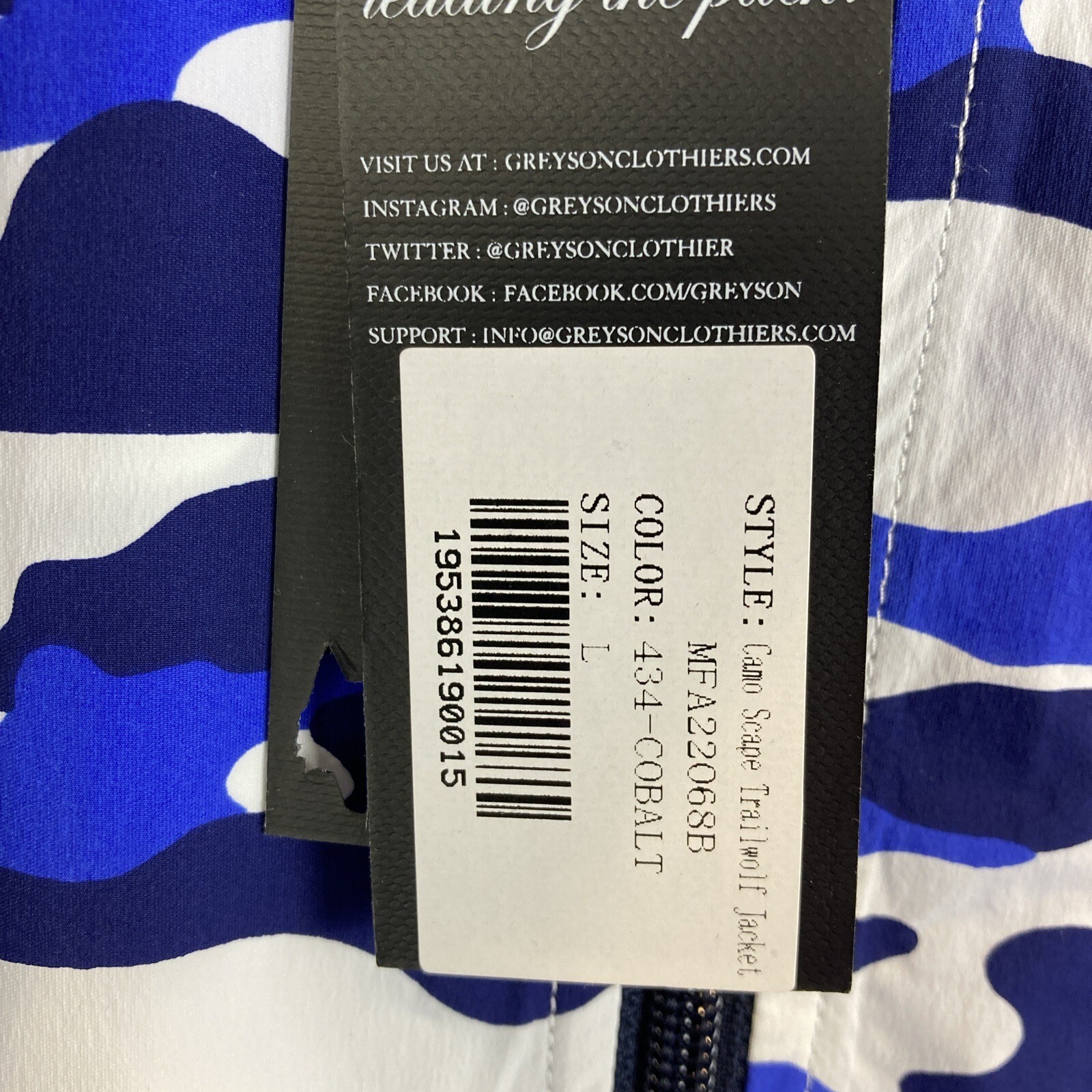 Greyson Trailwolf Golf Jacket Large Cobalt Blue Camo Full Zip Windbreaker Shell