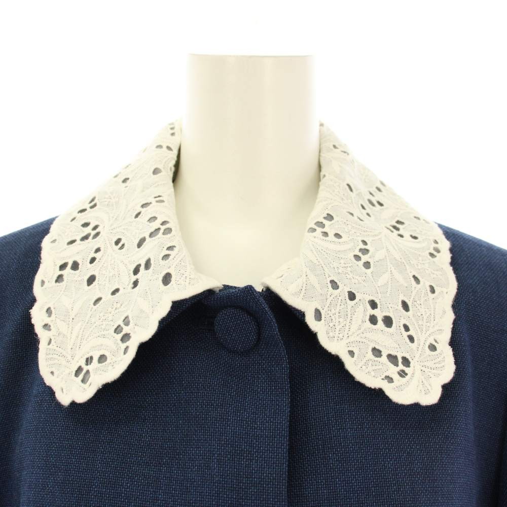 Foxey Navy & White Lace Wool Jacket Women’s Size 0 Fully Lined Unused