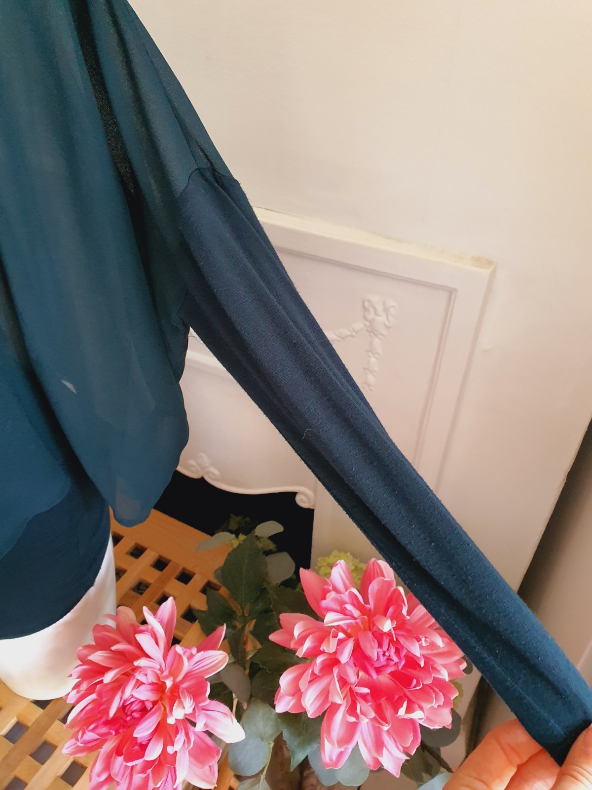 Mint Velvet Dark Green Star Embroidered Draped Top, UK Size 10