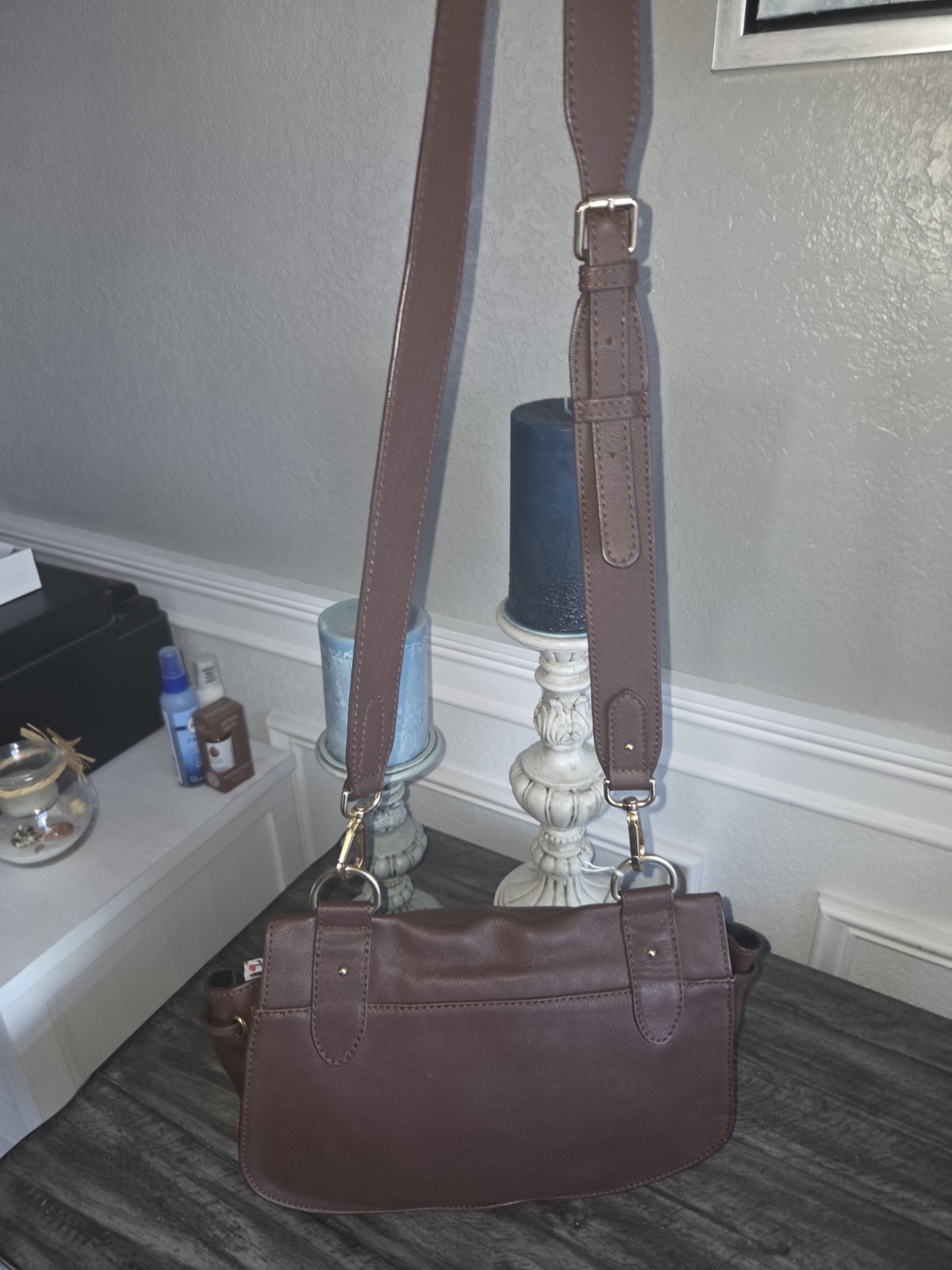 See by Chloe Brown Leather Shoulder/Crossbody Bag with Brass Hardware.