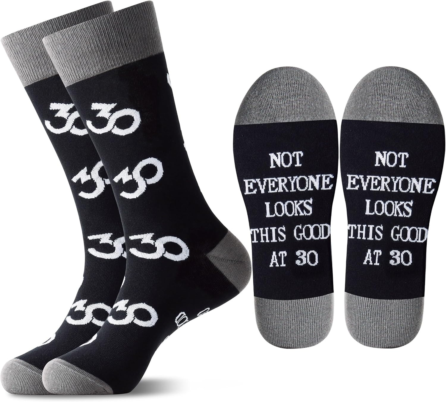 30Th 40Th 50Th 60Th 70Th Birthday Gifts for Men Black Crew Cotton Socks