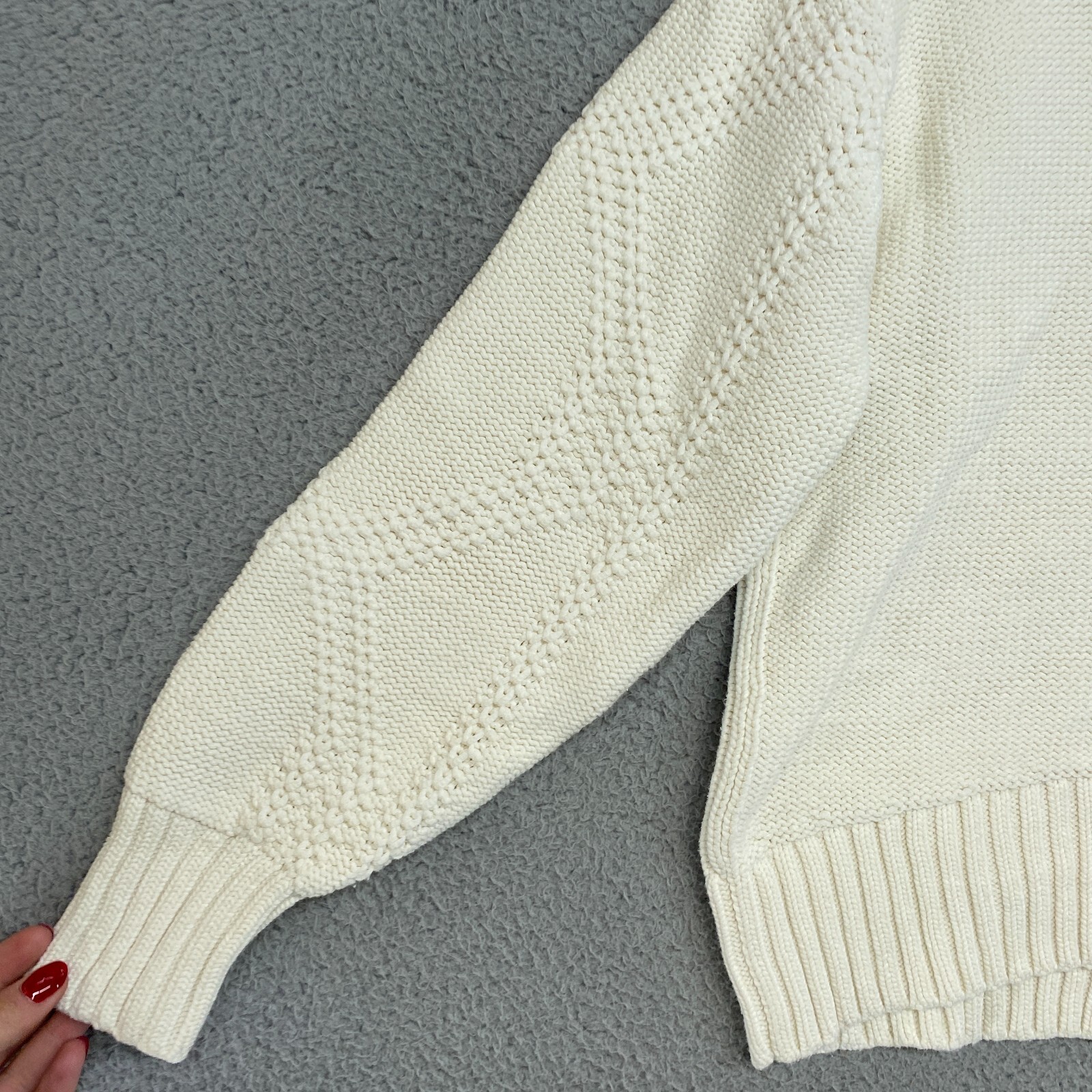 Everlane Sweater Womens Small Boxy Mock Neck Cream Knit Neutral Pullover Ivory