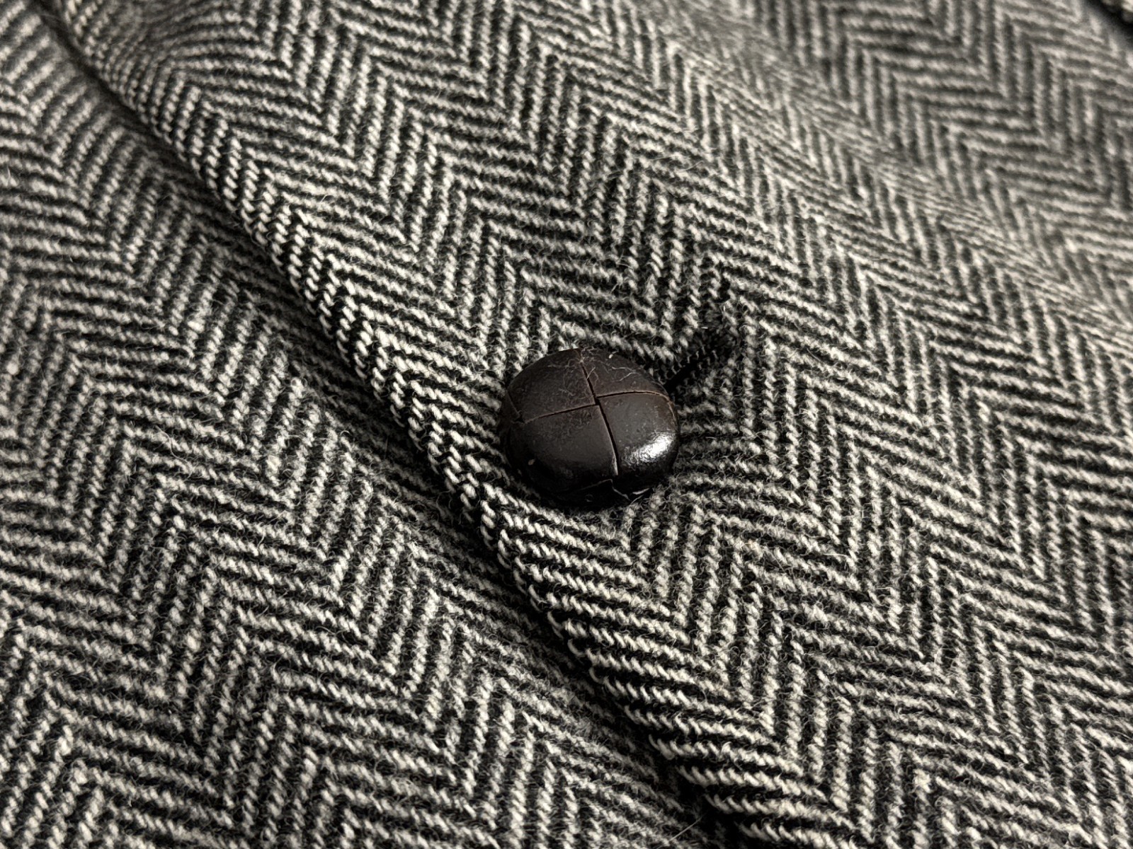 Deansgate Herringbone Blazer 46L Grey Wool Jacket Smart Vintage Tailoring