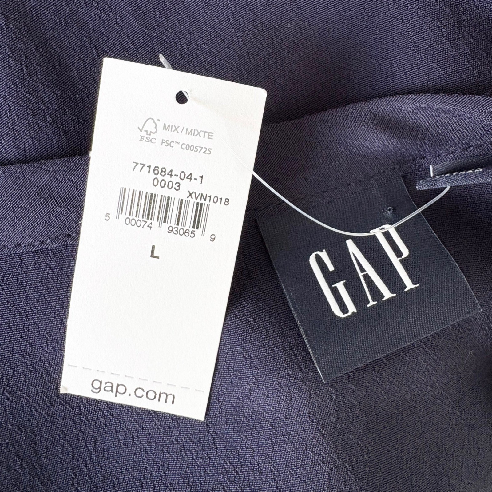 Gap Long Sleeve Flounce Hem Shift Dress Women L Navy