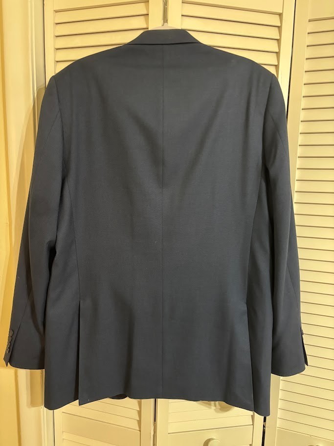 Haggar Suit Jacket Mens 44L Navy Tailored Fit Travel Performance Blazer
