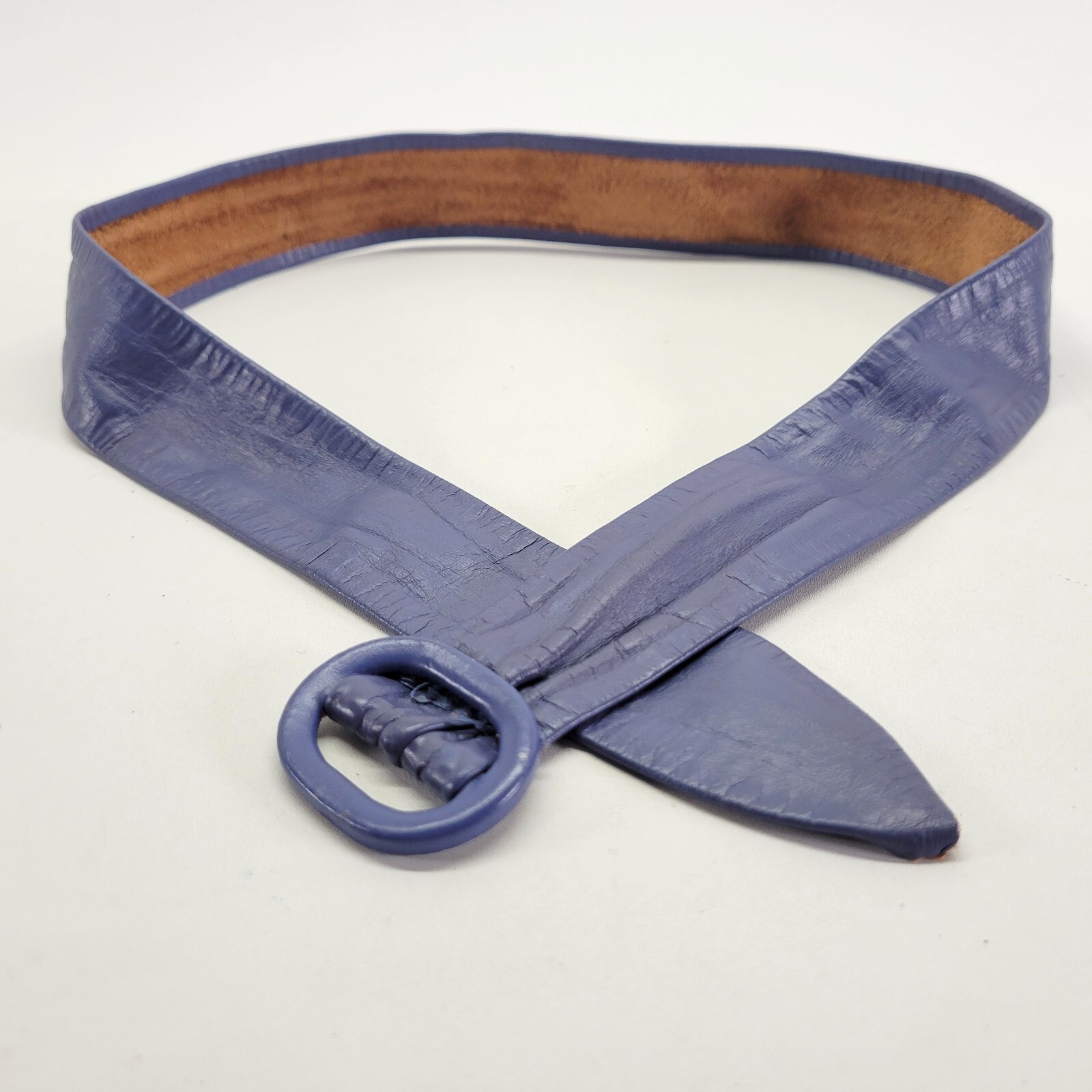 Vintage Leather Belt 30 32 34 Cornflower Blue