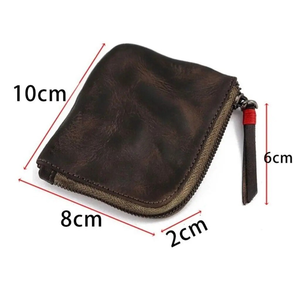 Unisex Leather Coin Purse Vintage Handmade Multi-colors Zipper Wallet Key AA