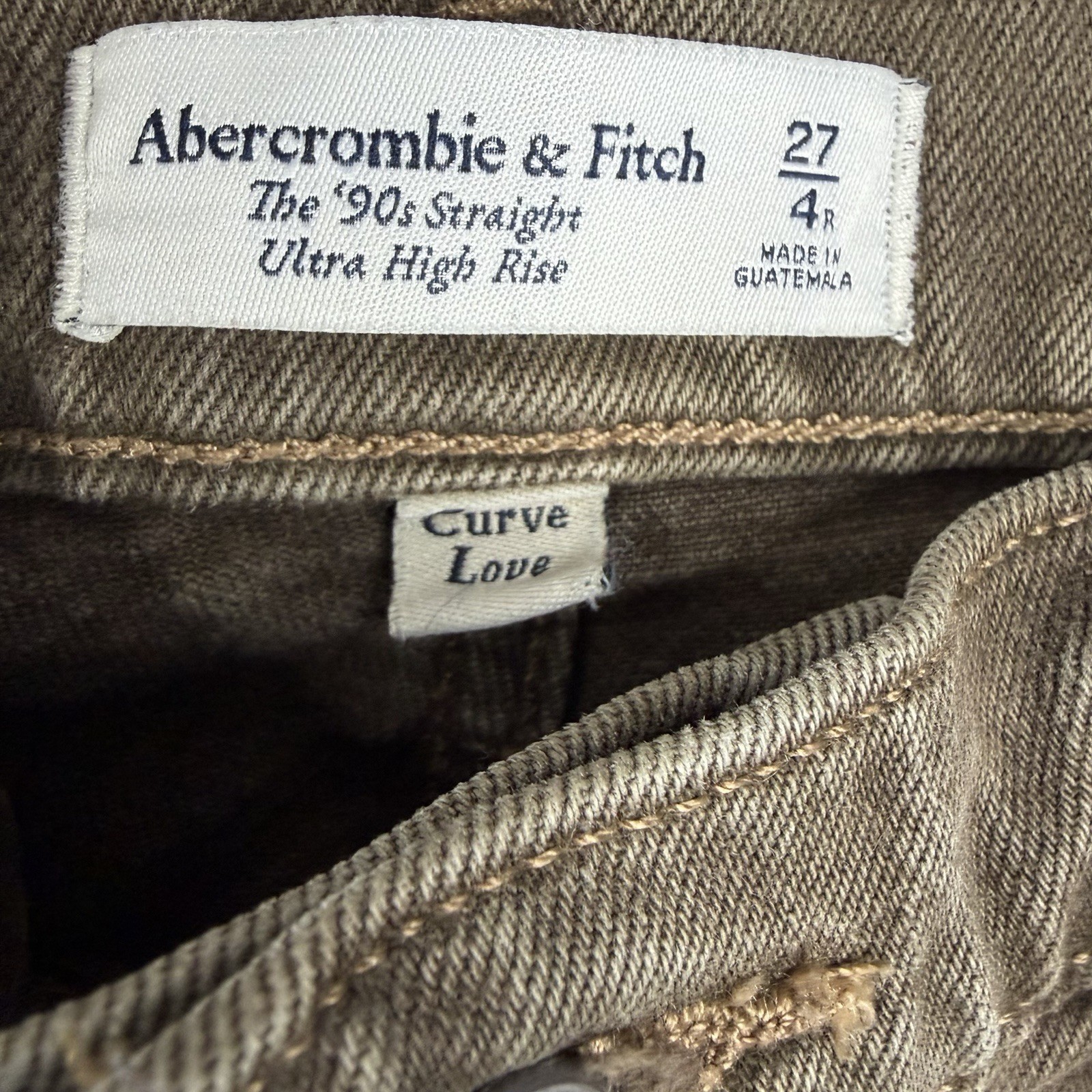 Abercrombie The 90s Straight Ultra High Rise Jeans Brown Curve Love 27