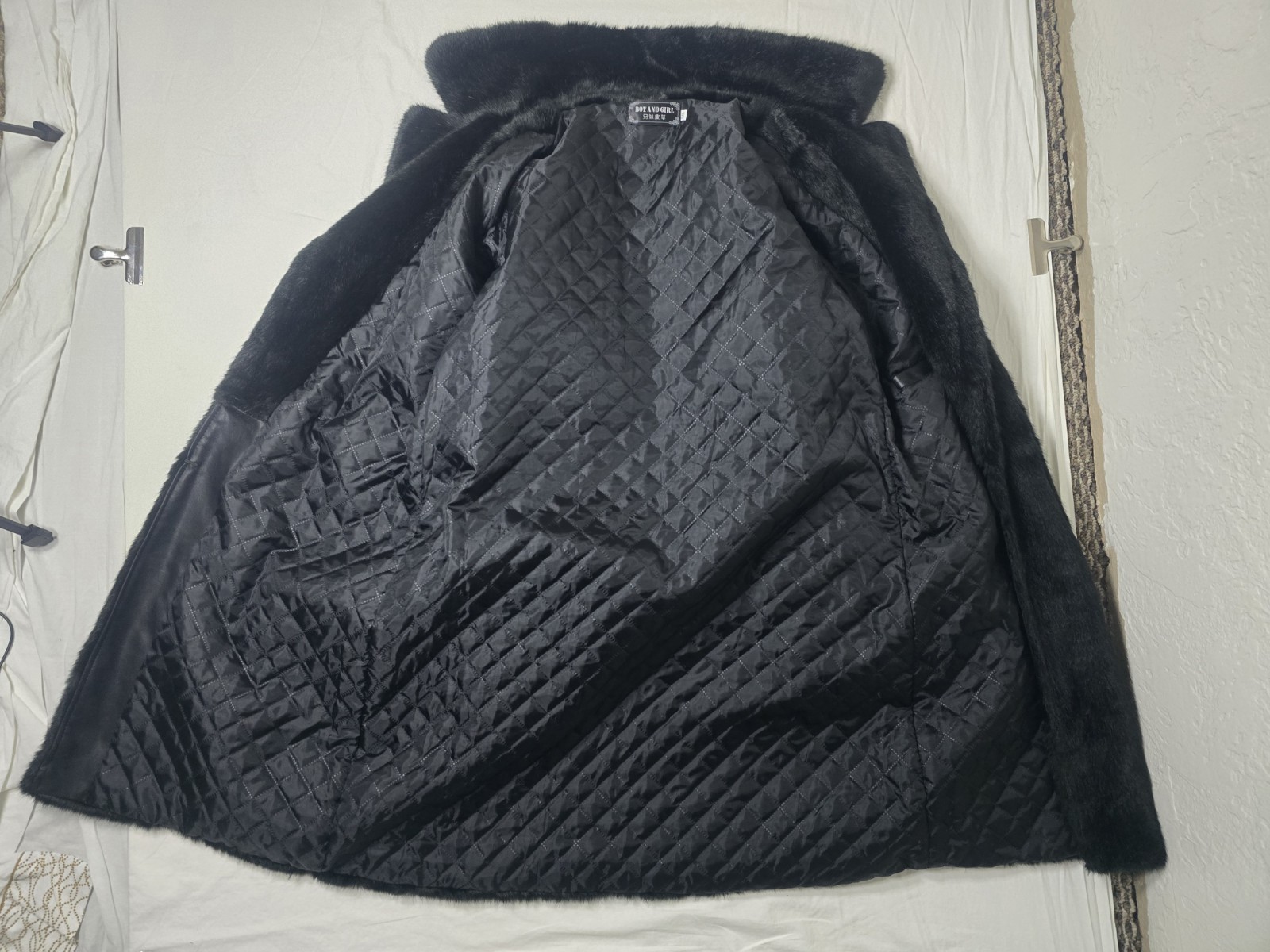 Faux Leather Faux Fur Quilted Jacket Boy And Girl 5xl≈M/L