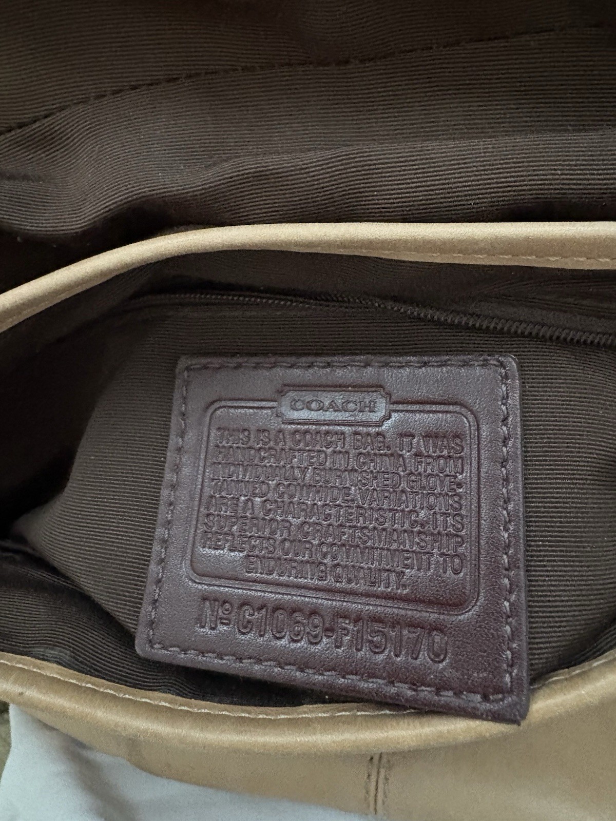 COACH C1069-F15170 Flap Legacy Camel Tan Leather Shoulder Crossbody Duffle Bag