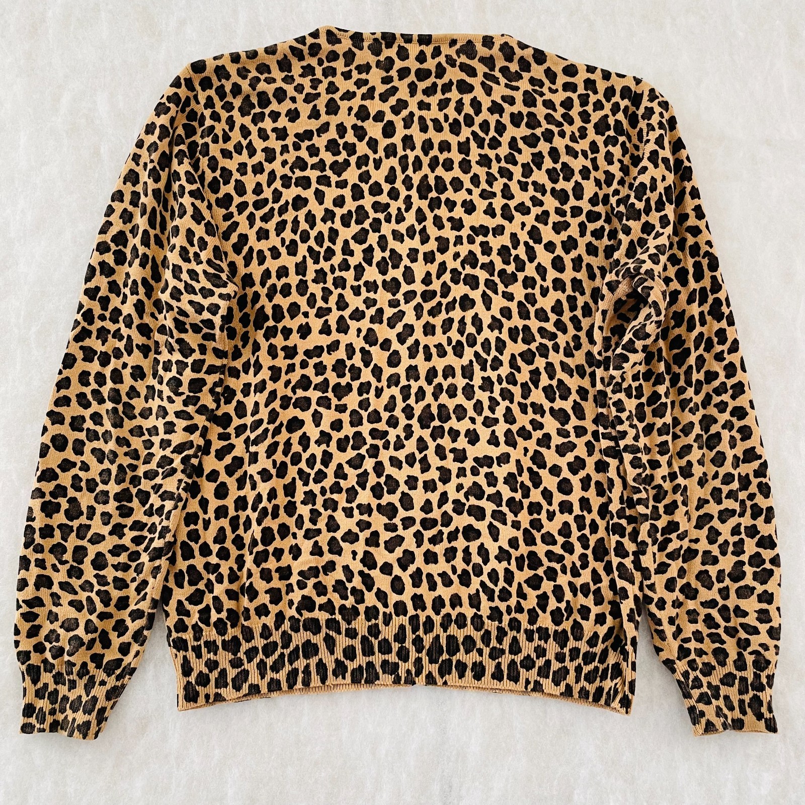 Casual Corner Annex Womens Camel Classic Leopard Print Cardigan Sweater Size L