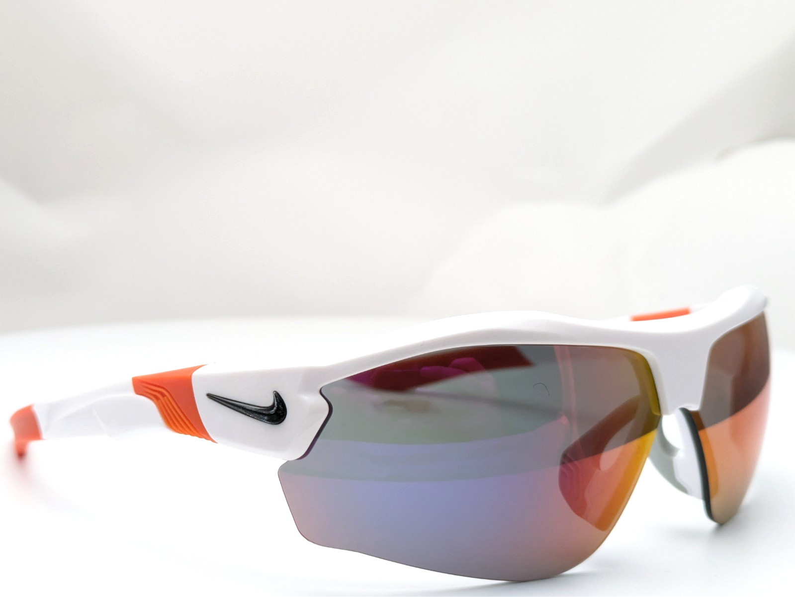 Nike Sunglasses Show X3 DN9252 104 White/Orange Frames w/ Field Tint Lenses 72mm