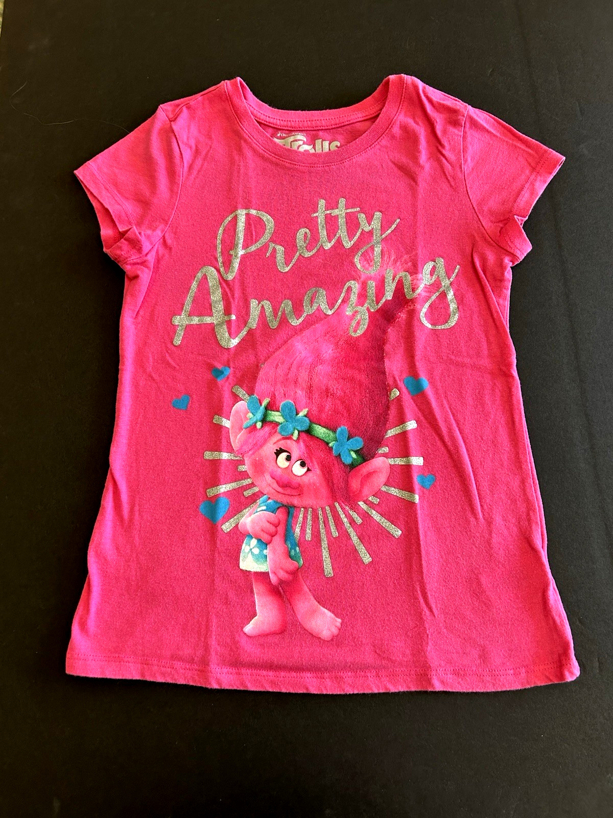 Dreamworks Trolls Girls Pink-Med 7/8-Poppy “Pretty Amazing” T-Shirt