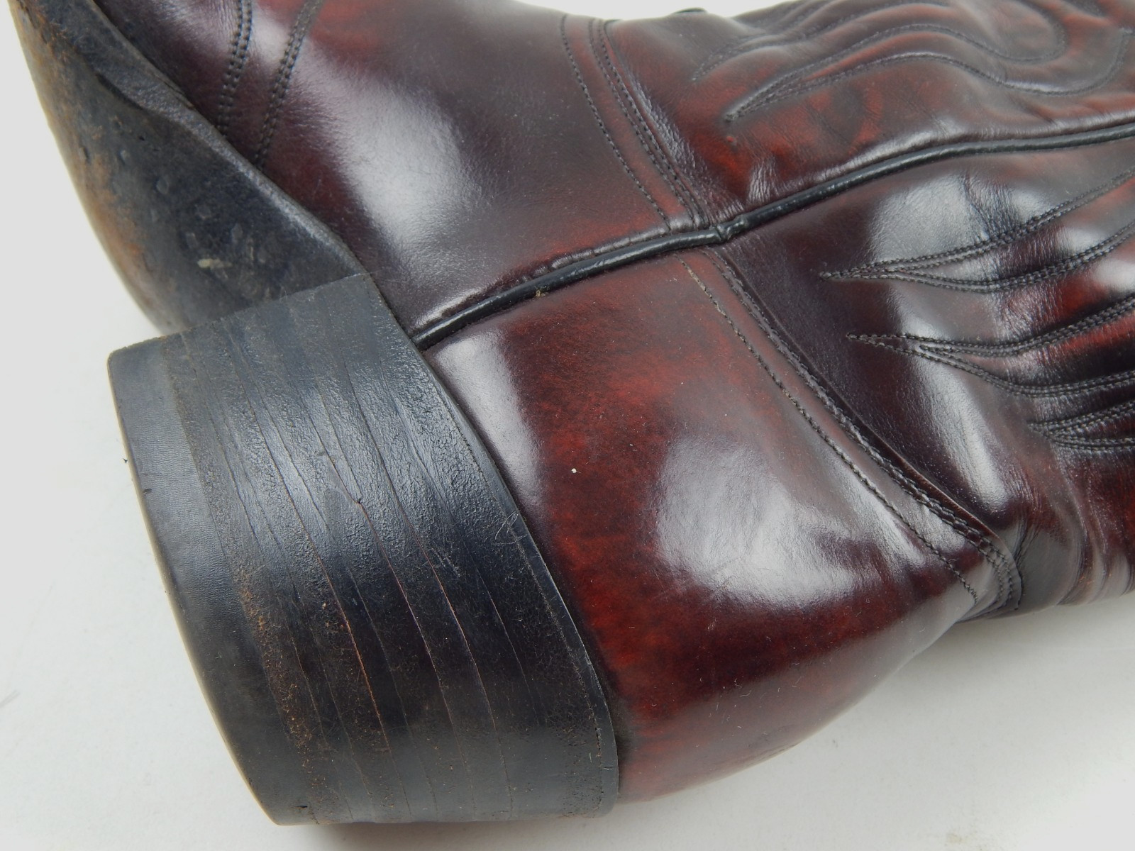 VTG J Chisholm Handcrafted Western Boots Style 990 Oxblood Black Cherry Men’s 8D