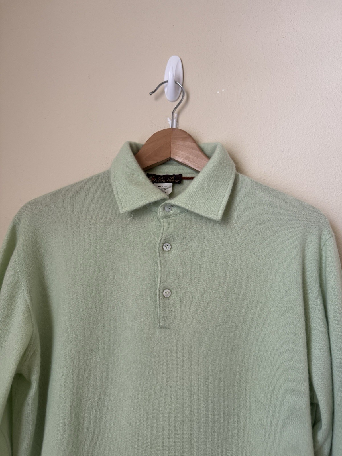 Loro Piana 100% Cashmere Polo Shirt Mint Green 50