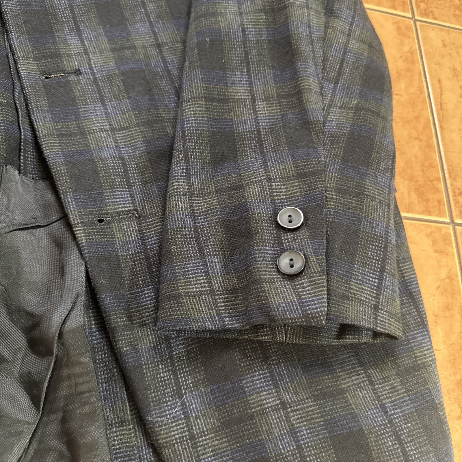 Sears Sportswear Vintage Gray Plaid Blazer Jacket Sport Coat USA Union Made 40R