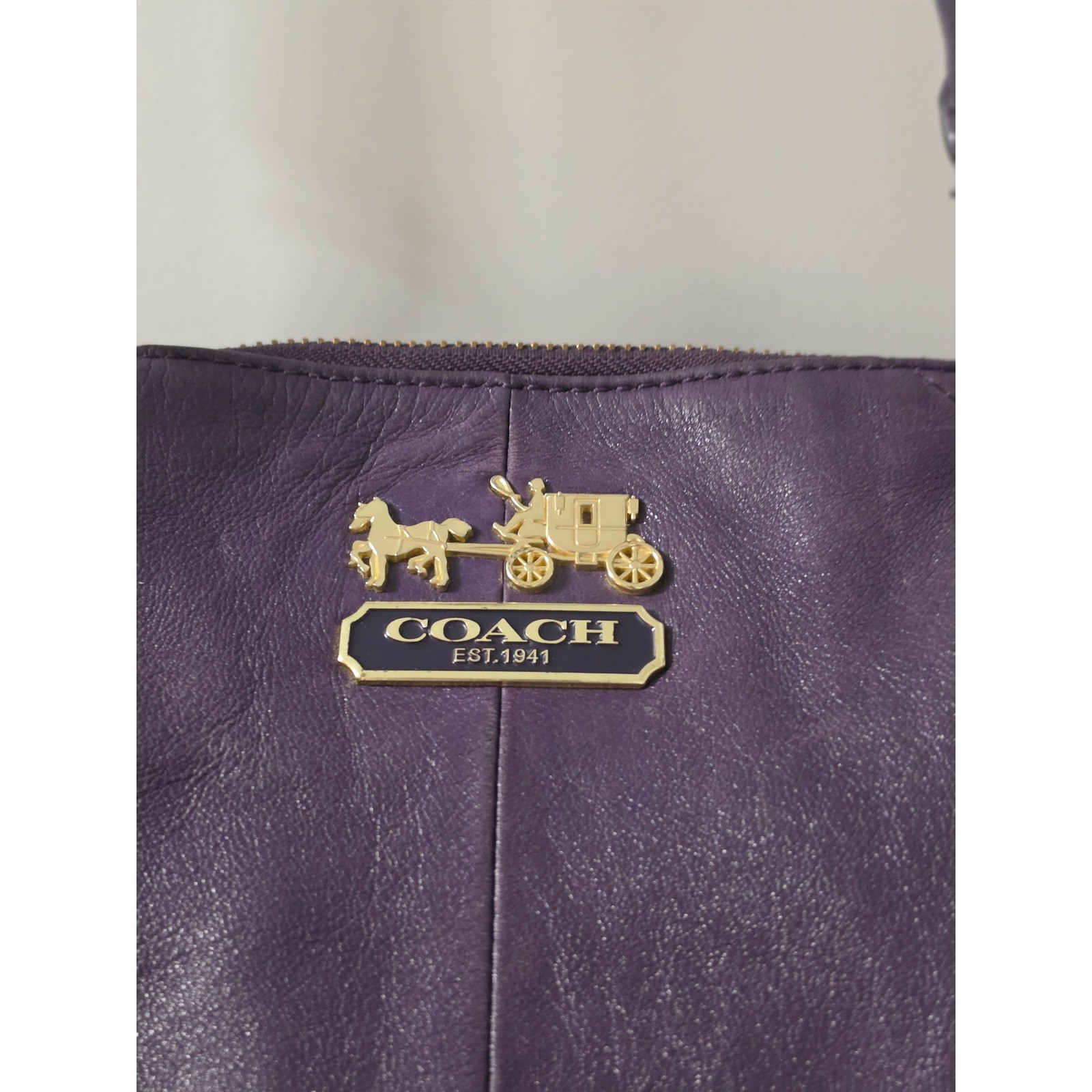 Coach Madison Sophia Purple Leather Satchel Shoulder Bag Gold Hardware 18609